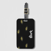 Individuelle Name Katzenaugen schwarz Gepäckanhänger (Vorderseite Vertikal)