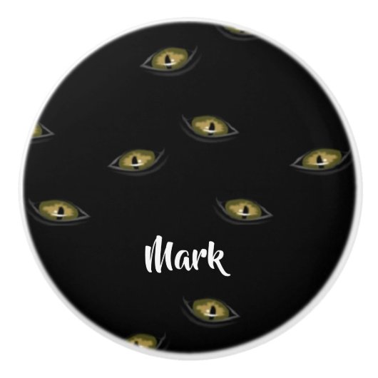 Individuelle Name Katzenaugen schwarz Keramikknauf (Vorderseite)