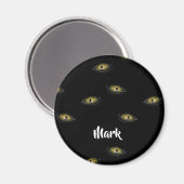 Individuelle Name Katzenaugen schwarz Magnet (Vorderseite/Rückseite)