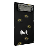 Individuelle Name Katzenaugen schwarz Mini Klemmbrett (Schrägansicht)