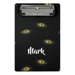 Individuelle Name Katzenaugen schwarz Mini Klemmbrett