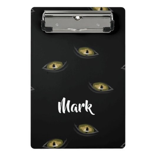 Individuelle Name Katzenaugen schwarz Mini Klemmbrett (Vorderseite)