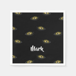 Individuelle Name Katzenaugen schwarz Serviette