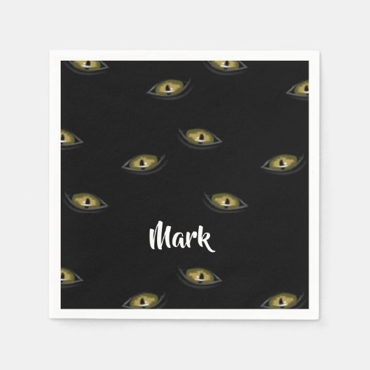 Individuelle Name Katzenaugen schwarz Serviette (Vorderseite)