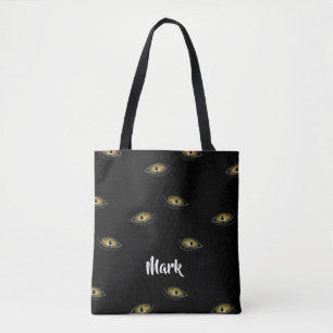 Individuelle Name Katzenaugen schwarz Tasche
