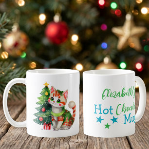 Individuelle Name Katzenkätzchen Blau Schokolade Kaffeetasse