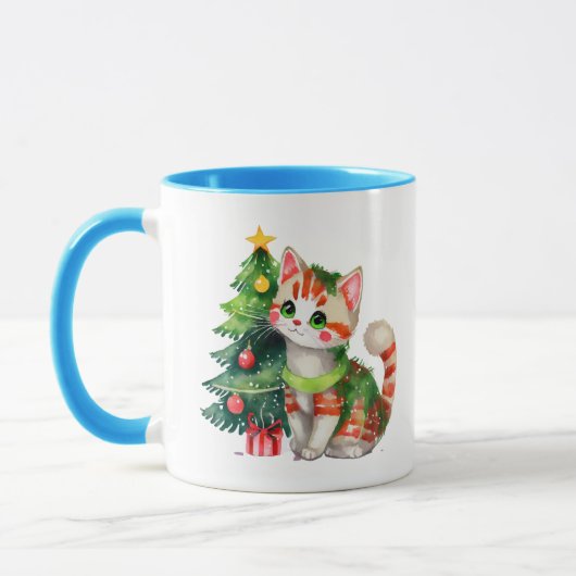 Individuelle Name Katzenkätzchen Blau Schokolade Tasse (Links)