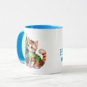 Individuelle Name Katzenkätzchen Blau Schokolade Tasse (Vorderseite Links)