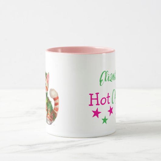 Individuelle Name Katzenkätzchen Rosa Schokolade Tasse (Zentrum)