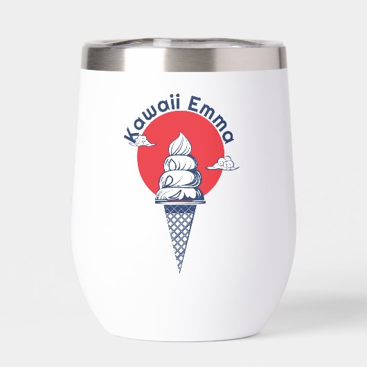 Individuelle Name Kawaii Ice Cream Cone Niedlich J (Rückseite)