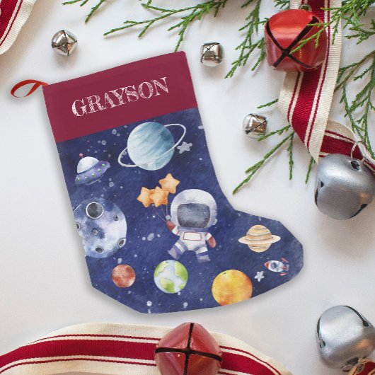 individuelle Name Kids Astronaut Galaxy Space Kleiner Weihnachtsstrumpf