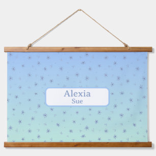 Individuelle Name Kinder Zimmerdekoration Blues Bl Wandteppich Mit Holzrahmen