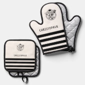 Individuelle Name King of the Grill White Ofenhandschuh & Topflappen-Set (Vorderseite/Rückseite)