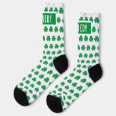 Individuelle Name Kleeblatt Clover Muster Grün Wei Socken (Linkes Detail)