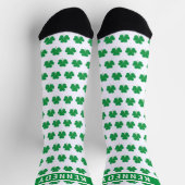 Individuelle Name Kleeblatt Clover Muster Grün Wei Socken (Oben)