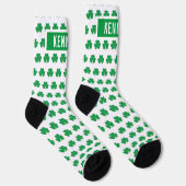 Individuelle Name Kleeblatt Clover Muster Grün Wei Socken (Rechts)