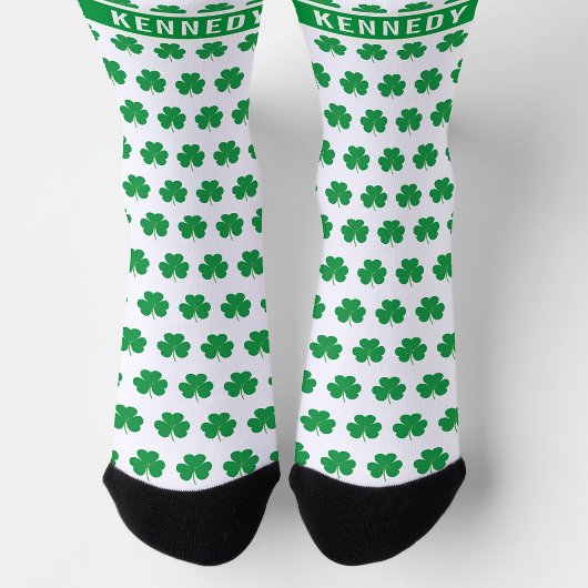 Individuelle Name Kleeblatt Clover Muster Grün Wei Socken