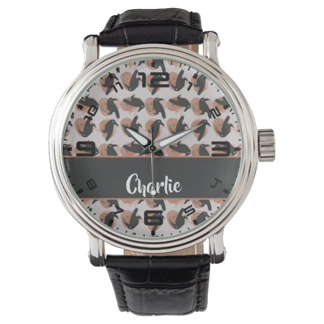 Individuelle Name-Krähenmuster Armbanduhr (Vorderseite)