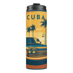 Individuelle Name Kuba Auto Illustration Thermosbecher