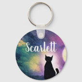 Individuelle Name Künstlerischer Niedlicher Cat Mo Schlüsselanhänger (Vorderseite)