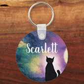 Individuelle Name Künstlerischer Niedlicher Cat Mo Schlüsselanhänger (Vorderseite)