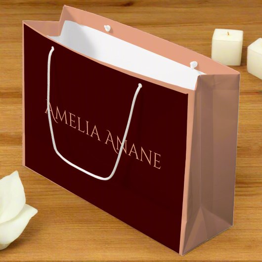 Individuelle Name l Elegant Rot und Rot Rosa Große Geschenktüte