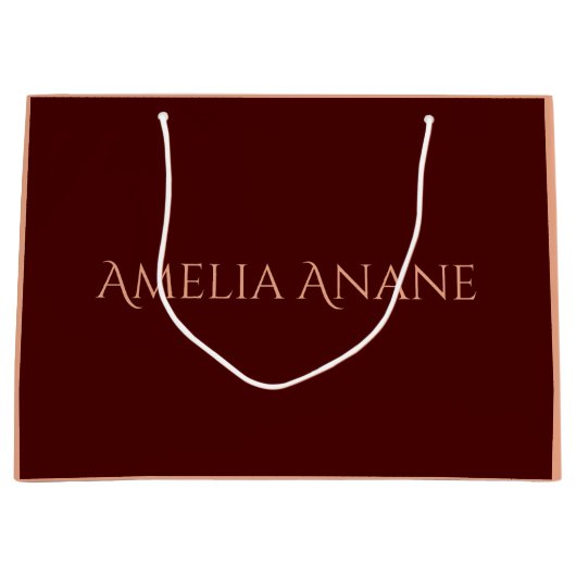 Individuelle Name l Elegant Rot und Rot Rosa Große Geschenktüte (Vorderseite)