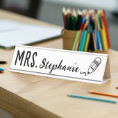 Individuelle Name l Niedliche Bleistift-Typografie Schreibtischnamensplakette