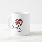 Individuelle Name l Red Heart Stethoscope Medizin Kaffeetasse (Vorderseite Links)