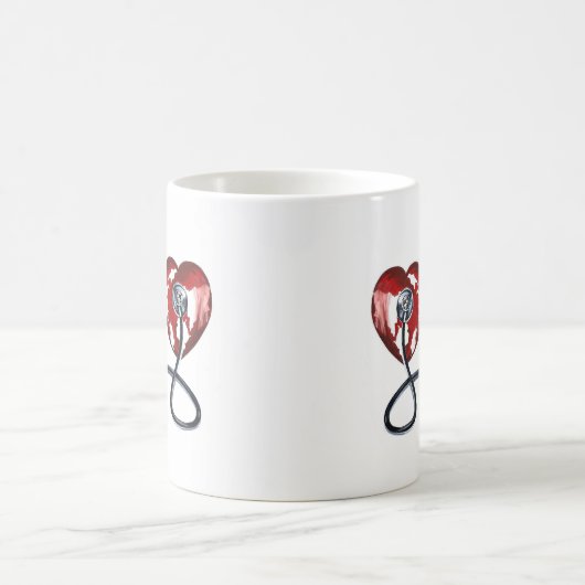 Individuelle Name l Red Heart Stethoscope Medizin Kaffeetasse (Mittel)