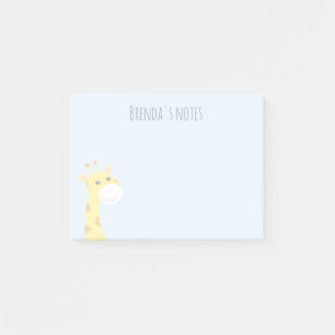 Individuelle Name lächelnd Giraffe Light Blue 4x3 Post-it Klebezettel