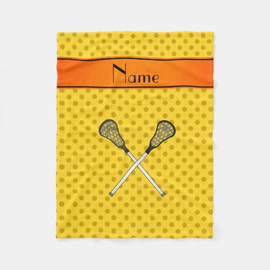 Individuelle Name Lacrosse Sticks Gelbe Polka Punk Fleecedecke (Vorderseite)