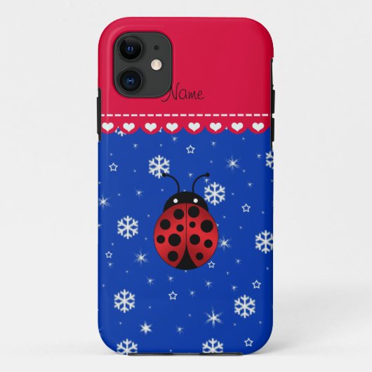 Individuelle Name ladybug blaue Schneeflocken rote Case-Mate iPhone Hülle (Rückseite)