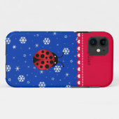 Individuelle Name ladybug blaue Schneeflocken rote Case-Mate iPhone Hülle (Rückseite (Horizontal))