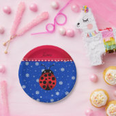 Individuelle Name ladybug blaue Schneeflocken rote Pappteller (Party)