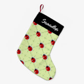 individuelle Name-Ladybugs-Muster Kleiner Weihnachtsstrumpf (Vorderansicht (hängend))