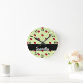 Individuelle Name-Ladybugs-Muster Runde Wanduhr (Zuhause)