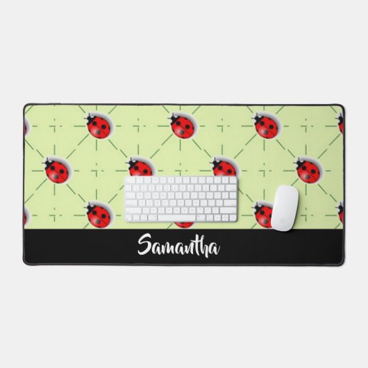 Individuelle Name-Ladybugs-Muster Schreibtischunterlage (Tastatur & Maus)