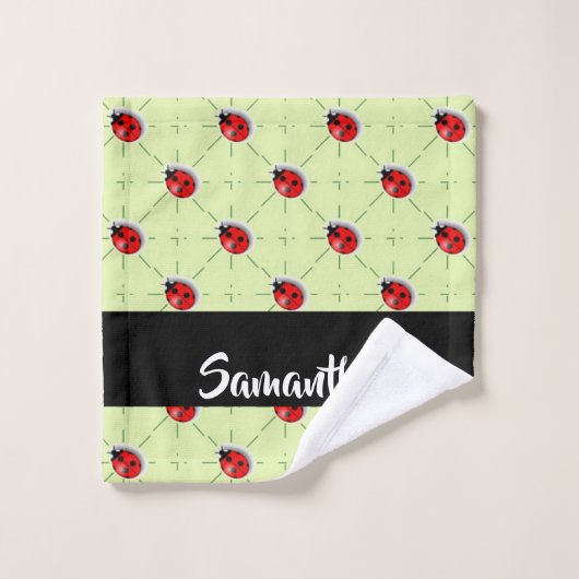 Individuelle Name-Ladybugs-Muster Waschlappen (Waschlappen)