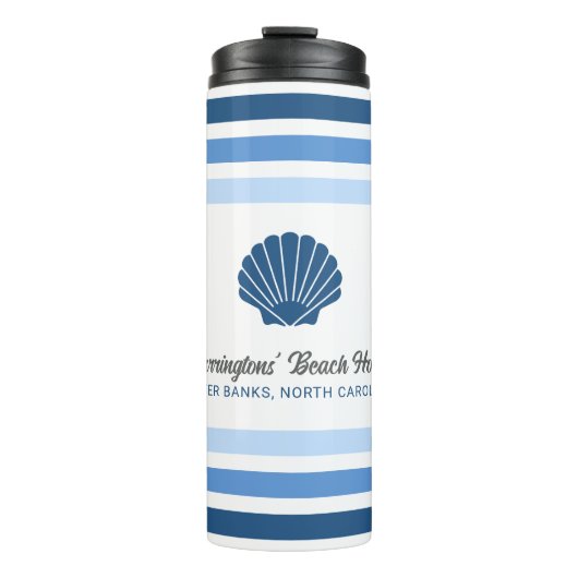 Individuelle Name & Lage Beach House Thermosbecher (Vorderseite)