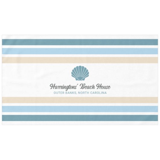 Individuelle Name & Lage Beach House Tischdecke (Vorderseite (Horizontal))