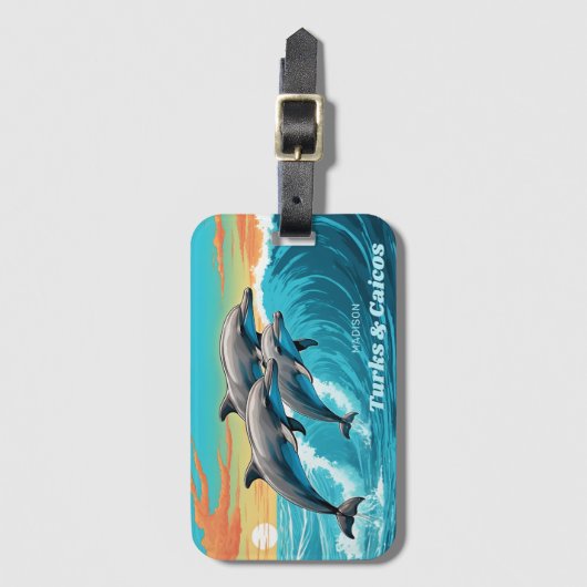 Individuelle Name & Lage Dolphin Gepäckanhänger (Vorderseite Vertikal)