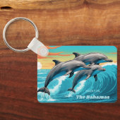 Individuelle Name & Lage Dolphin Schlüsselanhänger (Rückseite)