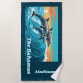Individuelle Name & Lage Dolphin Strandtuch (Vorderseite)