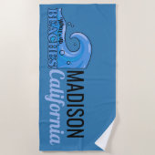 Individuelle Name & Lage Funny Wave Strandtuch (Vorderseite)
