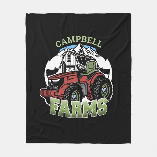 Individuelle Name Landbetrieb Stalltraktor Bauer Fleecedecke (Vorderseite)