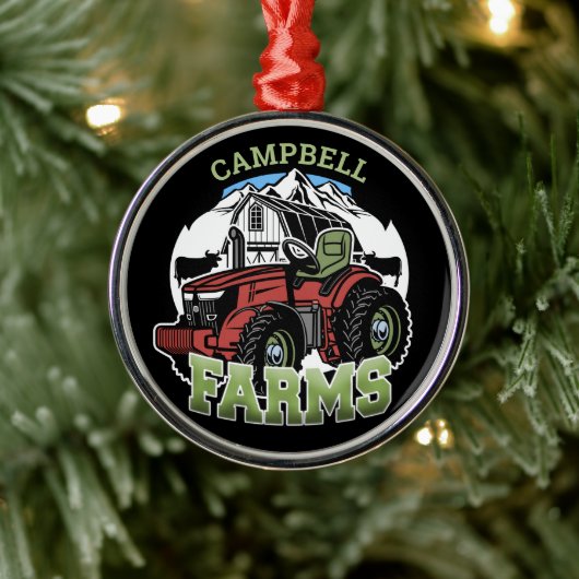 Individuelle Name Landbetrieb Stalltraktor Bauer Ornament Aus Metall (Baum)