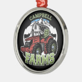 Individuelle Name Landbetrieb Stalltraktor Bauer Ornament Aus Metall (Links)