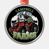 Individuelle Name Landbetrieb Stalltraktor Bauer Ornament Aus Metall (Vorne)
