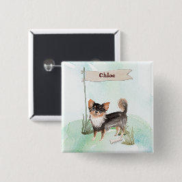 Individuelle Name Langhaariger Chihuahua Haustier  Button